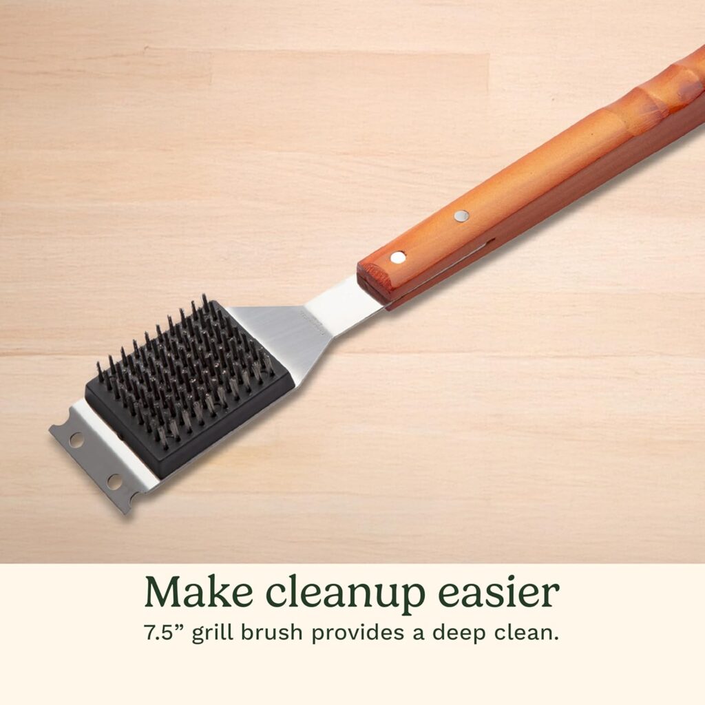 Cuisinart 13-Piece Wooden Grill Tool Set, BBQ Accessories and Grill Tools, Durable Stainless-Steel Utensils with Recycled Plastic Case, Spatula, Tongs, Cleaning Brush  More, Grilling Gifts for Men
