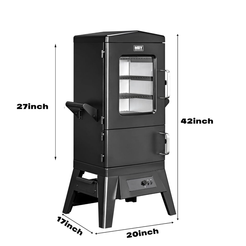 Digital Electric Smoker with Cover, LED Display Build in Meat Probe Large Capacity BBQ Smokers, 4 Racks Smoke More with 633 sq in Cooking Area