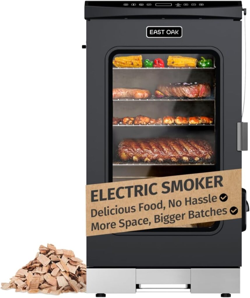 EAST OAK 30 Electric Smoker for Outdoors | Built-in Meat Probe  Up to 6× Longer Smokes on a Single Load | Side Chip Loader for Uninterrupted Smoking | Bigger Batches with 725 sq in Cooking Area