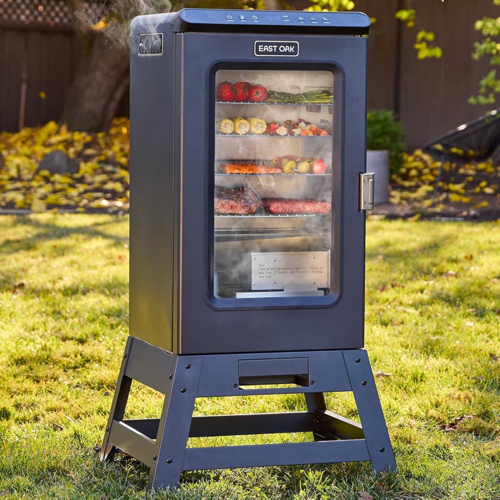 EAST OAK Ridgewood Pro 30 Electric Smoker | Built-in Meat Probe  Elevated Stand for Outdoors | Up to 6× Longer Smokes, Adjustable Side Chip Loader | Smoke More with 725 sq in Cooking Area