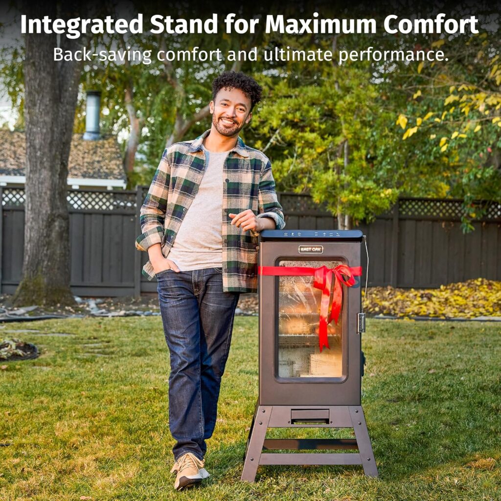 EAST OAK Ridgewood Pro 30 Electric Smoker | Built-in Meat Probe  Elevated Stand for Outdoors | Up to 6× Longer Smokes, Adjustable Side Chip Loader | Smoke More with 725 sq in Cooking Area