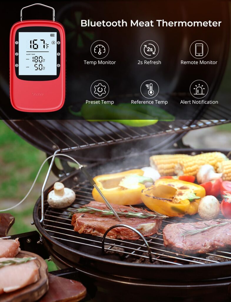 Govee Bluetooth Meat Thermometer, Wireless Meat Thermometer for Smoker Oven, Digital Grill Thermometer with 2 Probes, Timer Mode, Smart LCD Backlight BBQ Thermometer for Cooking Turkey Fish Beef