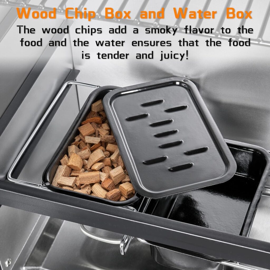 Large Vertical Electric Smoker Grill – 633 sq in | 4-Rack BBQ Smoker with Built-in Meat Probe, Wood Chip Loader Weather-Resistant Cover – Perfect for Steak, Fish, Ribs (Black)