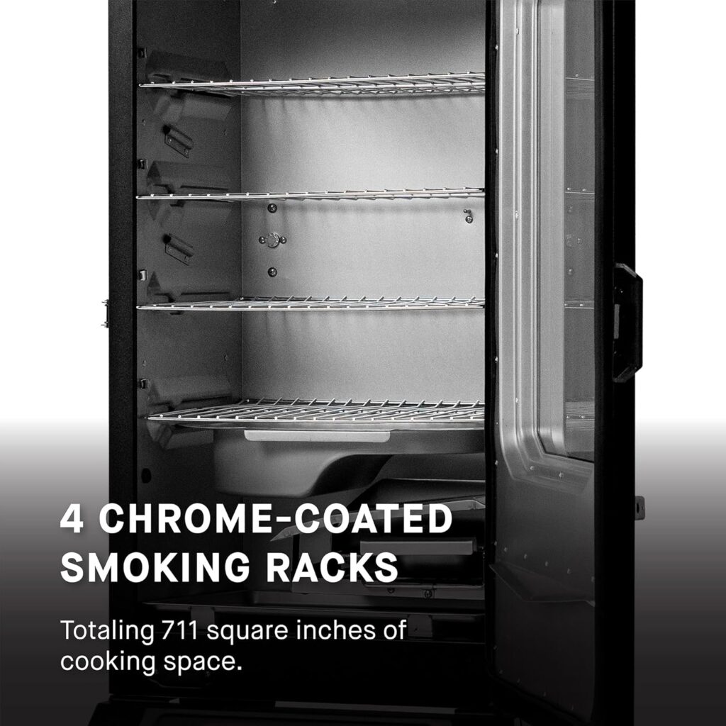 Masterbuilt® 30-inch Digital Electric Vertical BBQ Smoker with Leg Kit, Side Wood Chip Loader and 710 Cooking Square Inches in Black, Model MB20070421