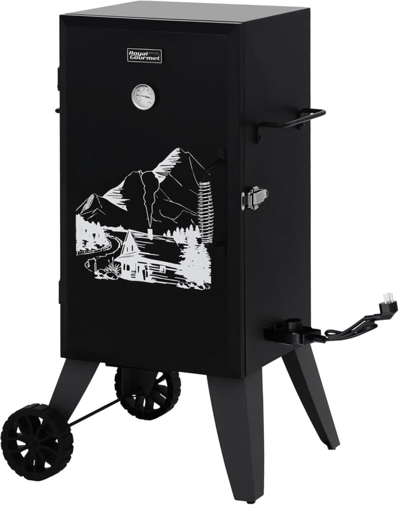 Royal Gourmet SE2805 28-Inch Analog Electric Smoker with 3 Cooking Grates, Outdoor Smoker with Adjustable Temperature Control  454 Sq. In. Cooking Area for Outdoor Backyard BBQ, Black