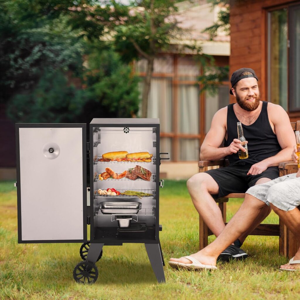 Royal Gourmet SE2805 28-Inch Analog Electric Smoker with 3 Cooking Grates, Outdoor Smoker with Adjustable Temperature Control  454 Sq. In. Cooking Area for Outdoor Backyard BBQ, Black
