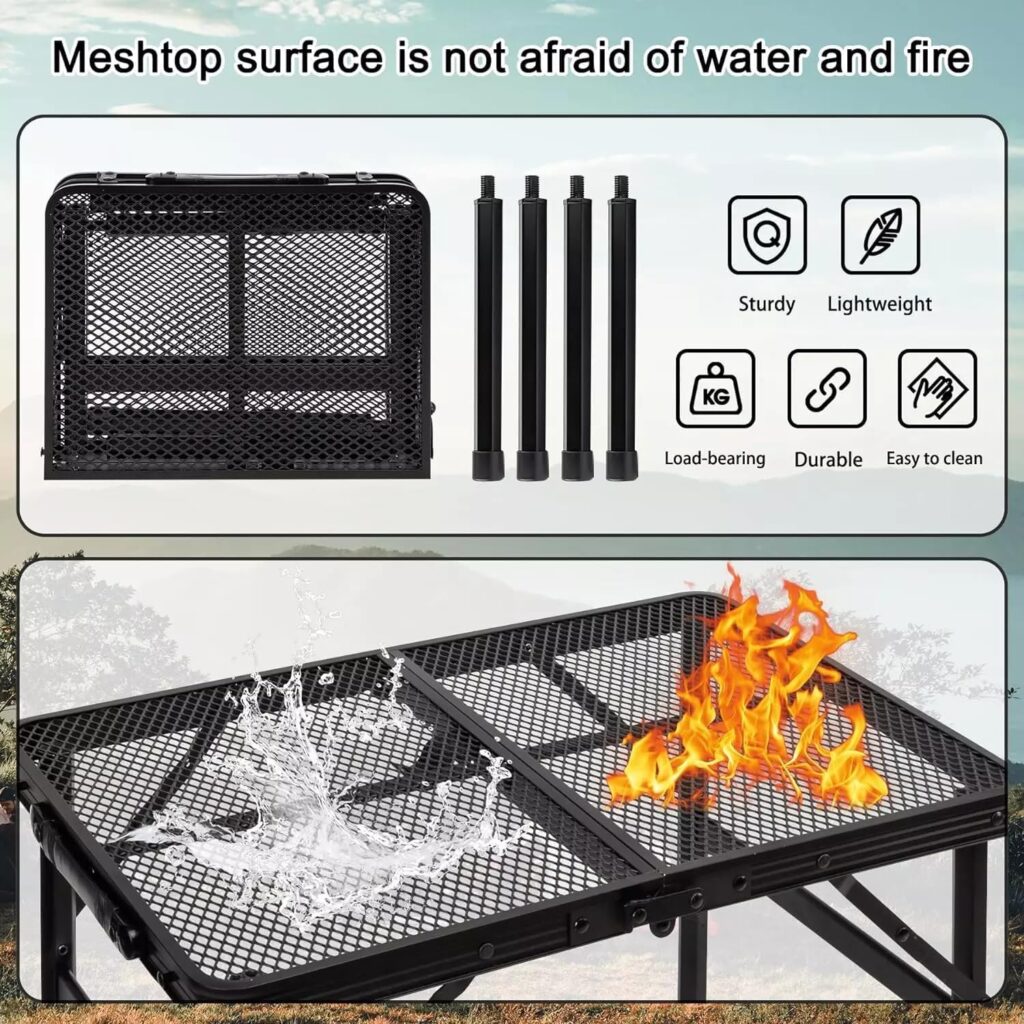 COSYAWN Folding Grill Table, Small, Aluminum, Lightweight, Portable, Height Adjustable, Outdoor Picnic Table, 22.3x15.8x10.7/22.3 inches, 88 lbs Load Capacity COSYAWN Folding Grill Table, Small, Aluminum, Lightweight, Portable, Height Adjustable, Outdoor Picnic Table, 22.3x15.8x10.7/22.3 inches, 88 lbs Load Capacity