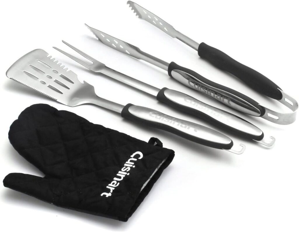 Cuisinart CGS-134 Grilling Tool Set with Grill Glove, Red (3-Piece)