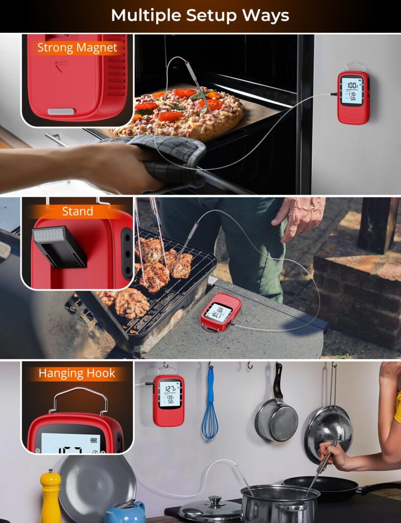 Govee Bluetooth Meat Thermometer, Wireless Meat Thermometer for Smoker Oven, Digital Grill Thermometer with 2 Probes, Timer Mode, Smart LCD Backlight BBQ Thermometer for Cooking Turkey Fish Beef