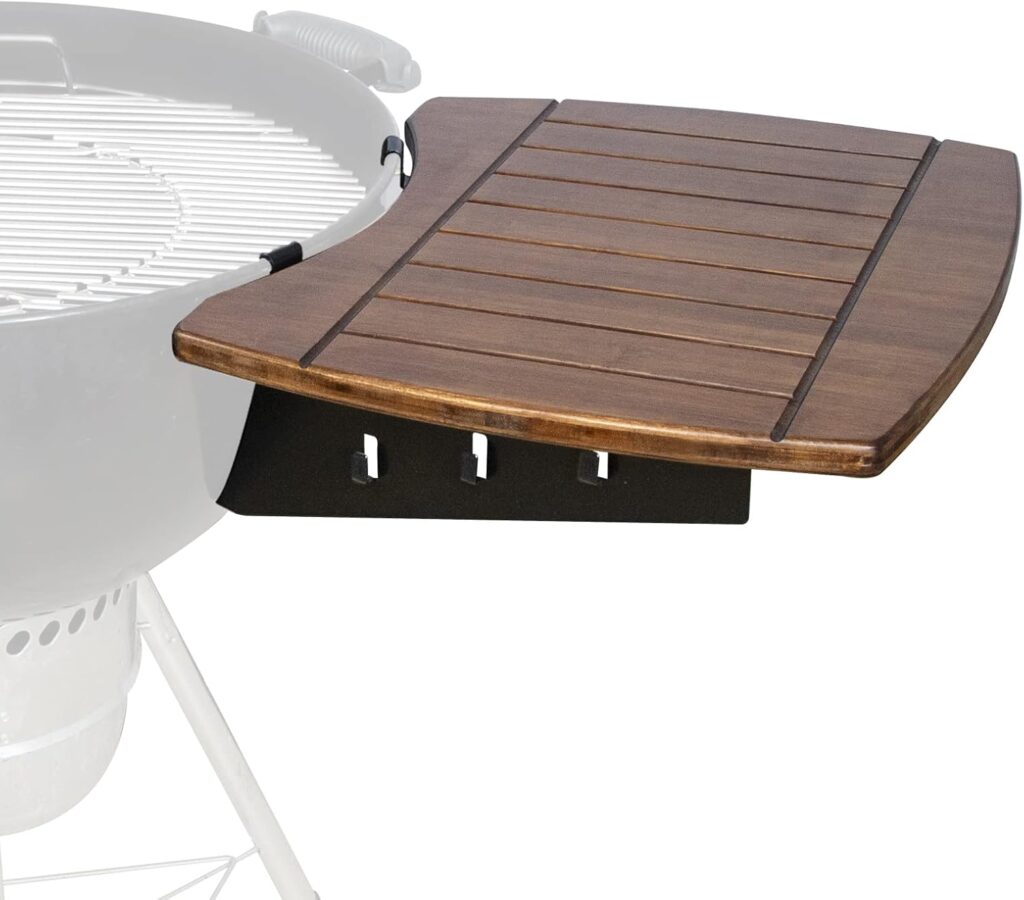 Grill Table Shelf for Weber Kettle,Bamboo Charcoal Side Table Shelf for 22 Weber Kettle Mast Touch Grill Accessories BBQ Table Shelf