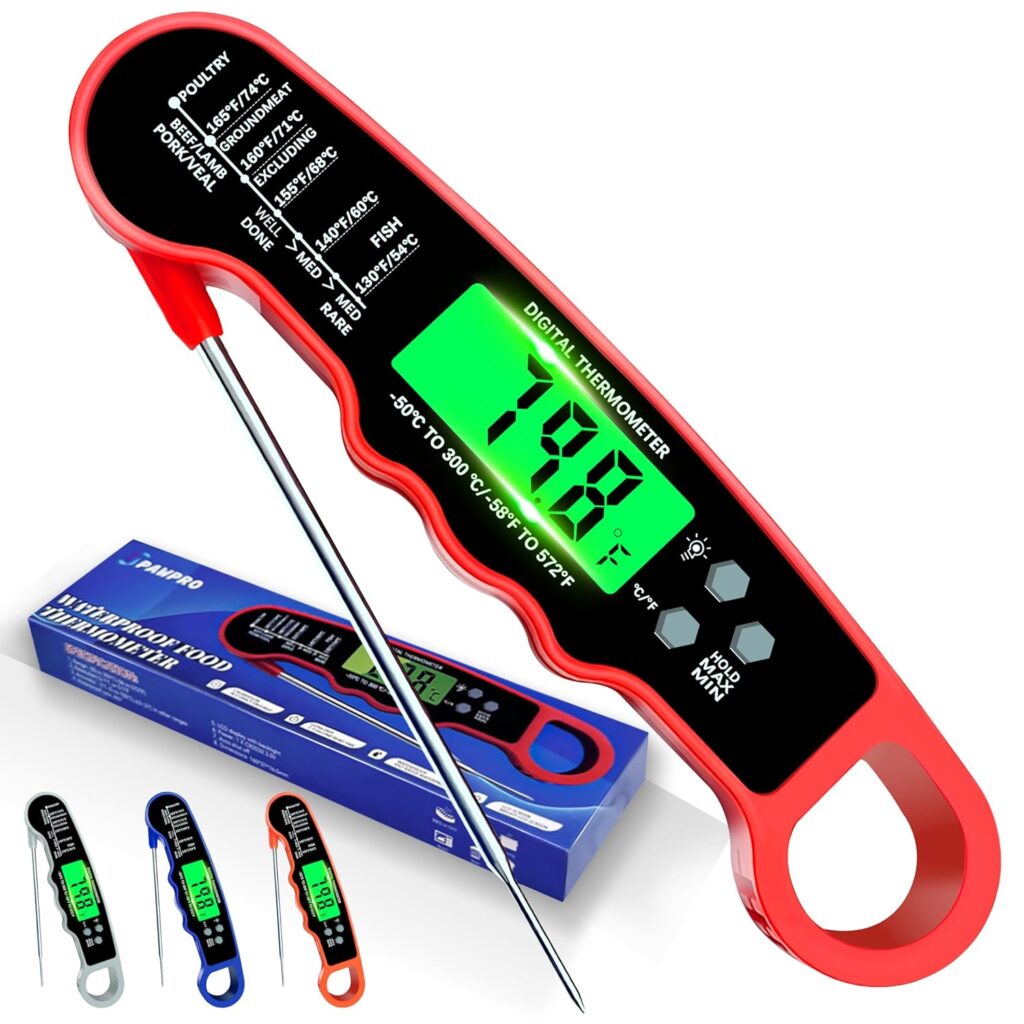 Meat Thermometer Digital, IP67 Waterproof Food Thermometer for Cooking and Baking, Instant Read Meat Thermometer with Backlight, Hold Function  Magnet for Kitchen, Beef, Grill, BBQ, Candy, Turkey