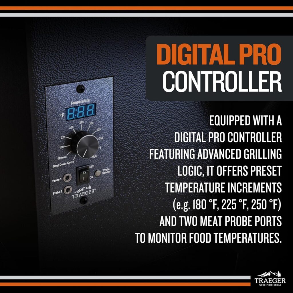 Traeger Grills Pro 22 Wood Pellet Grill  Smoker, Electric Pellet Smoker Grill Combo, 6-in-1 BBQ Versatility, 572 sq. in. Grilling Capacity, Meat Probe, 450 Degree Max Temperature, 18LB Hopper, Bronze