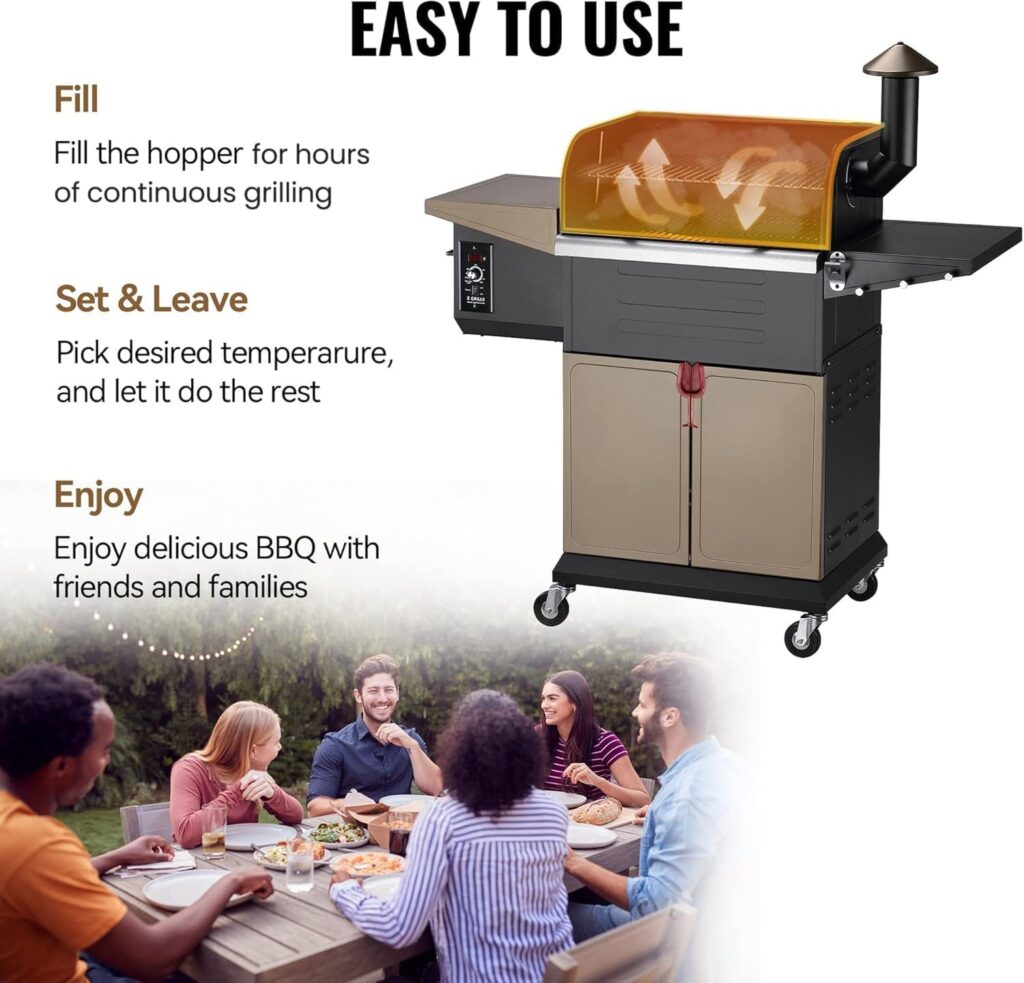 Z GRILLS Wood Pellet Grill Smoker with PID 2.1 Controller, 697 Cooking Area, Meat Probes, Rain Cover for Outdoor BBQ, 7002C